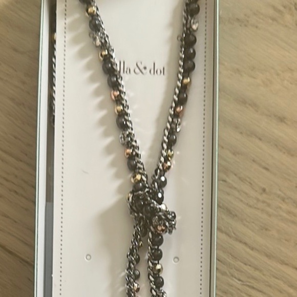 Stella & Dot Silver, Gold, Black, and Grey Lariat Necklace - NWOT. - Picture 3 of 8